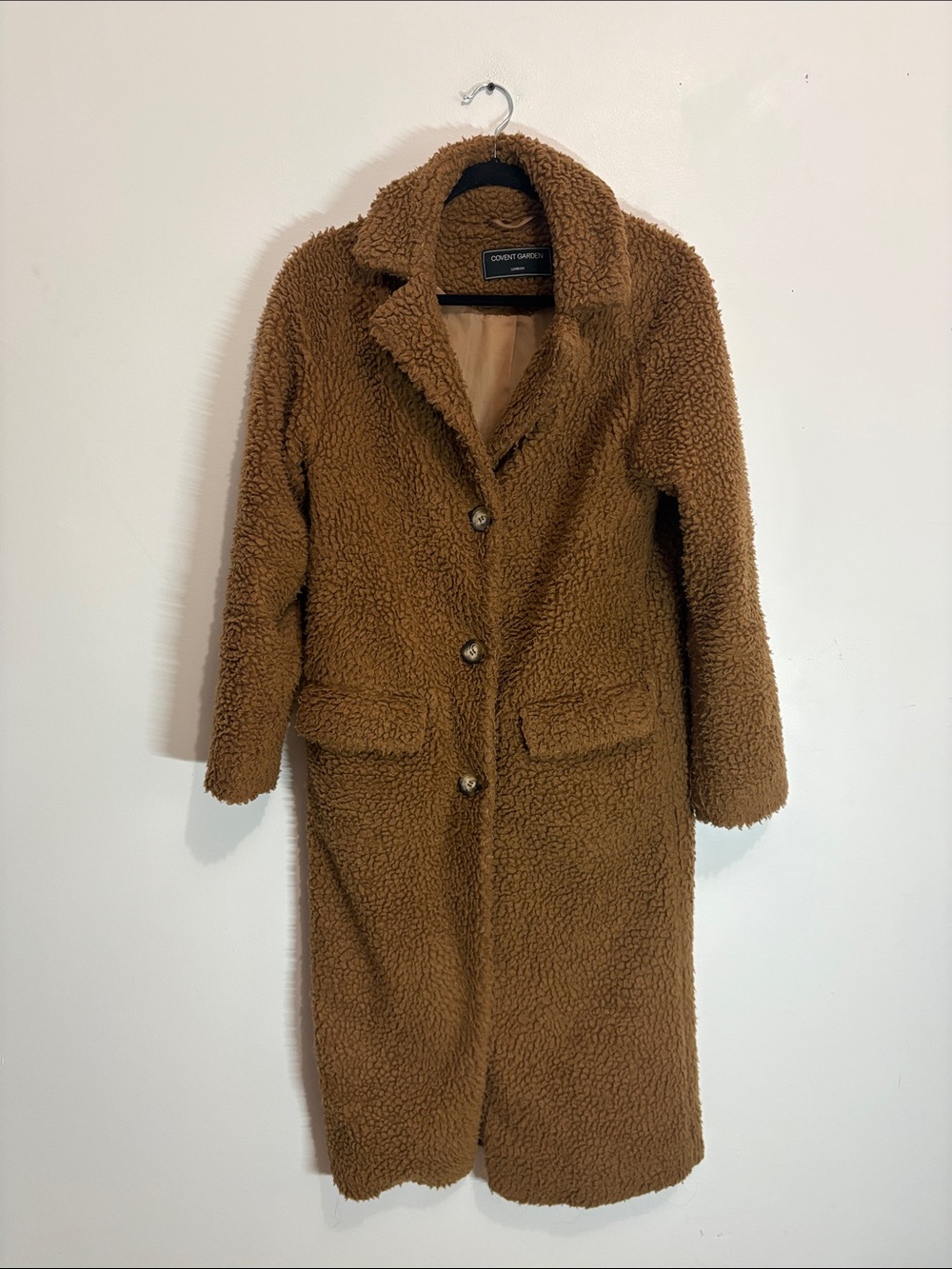 Cozy Long Teddy Jacket in Camel Brown by Forever 21 - Picture 2 of 4